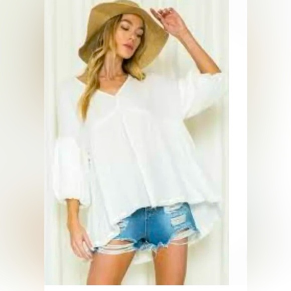 Free People We The Free Flower Power Top White Oversized Gauze Raw Hem
Size XS - Picture 1 of 10